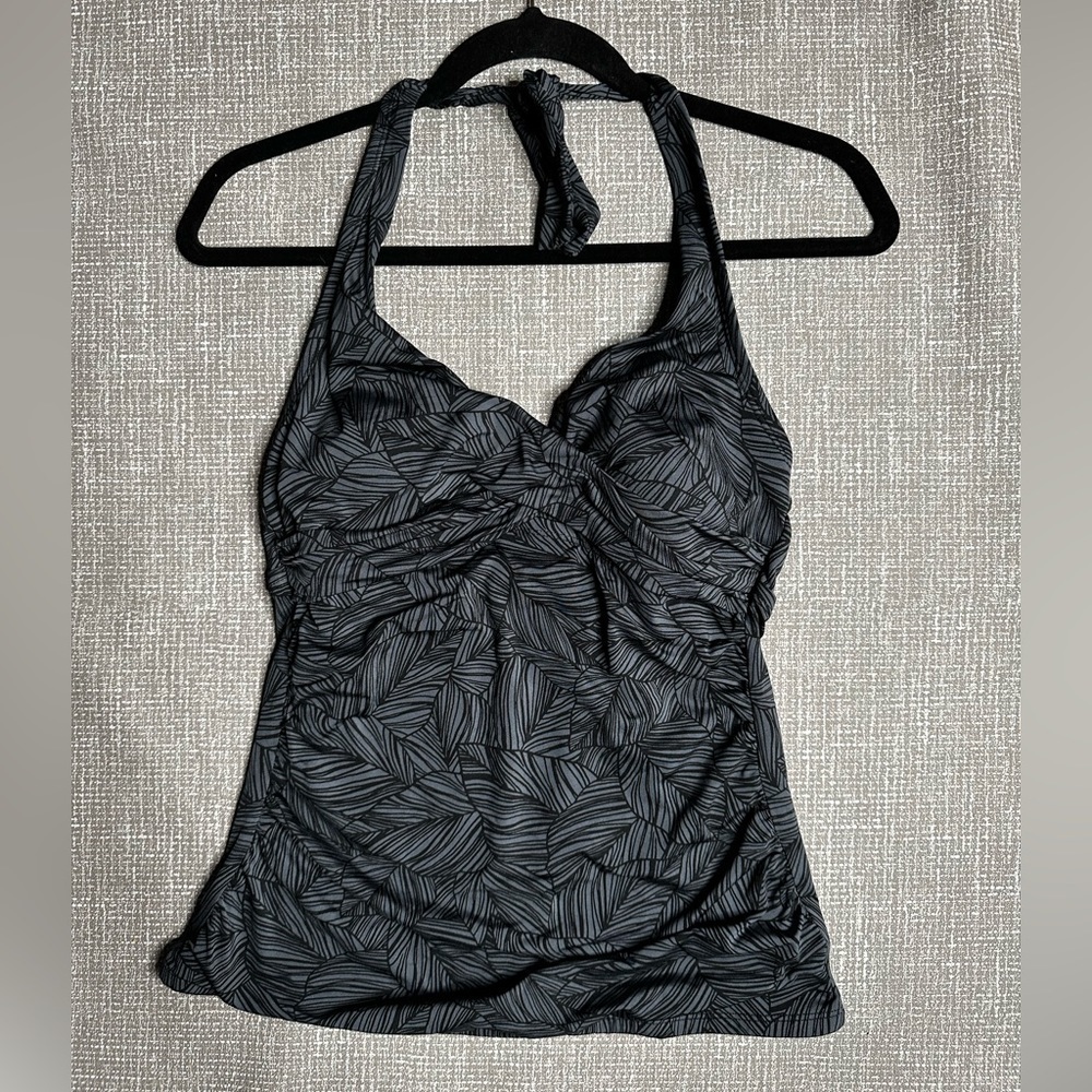 Kona Sol Swim top/tankini with built-in bra black/gray size Medium fits B/C cup